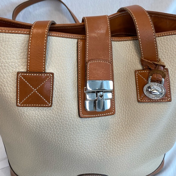 Dooney & Bourke All Weather Leather Cream and Beige Tote - Picture 4 of 13